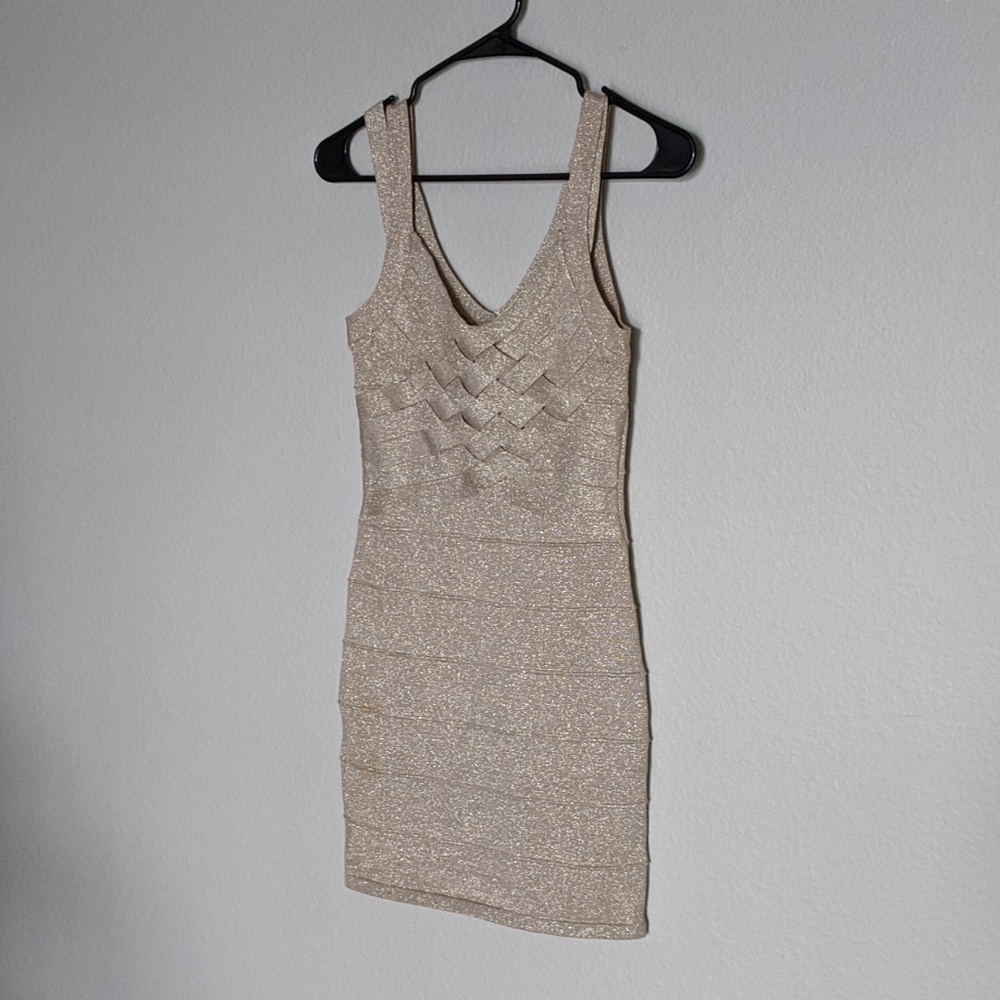 Forever 21 Glitter Beige Bandage Dress BNWT
